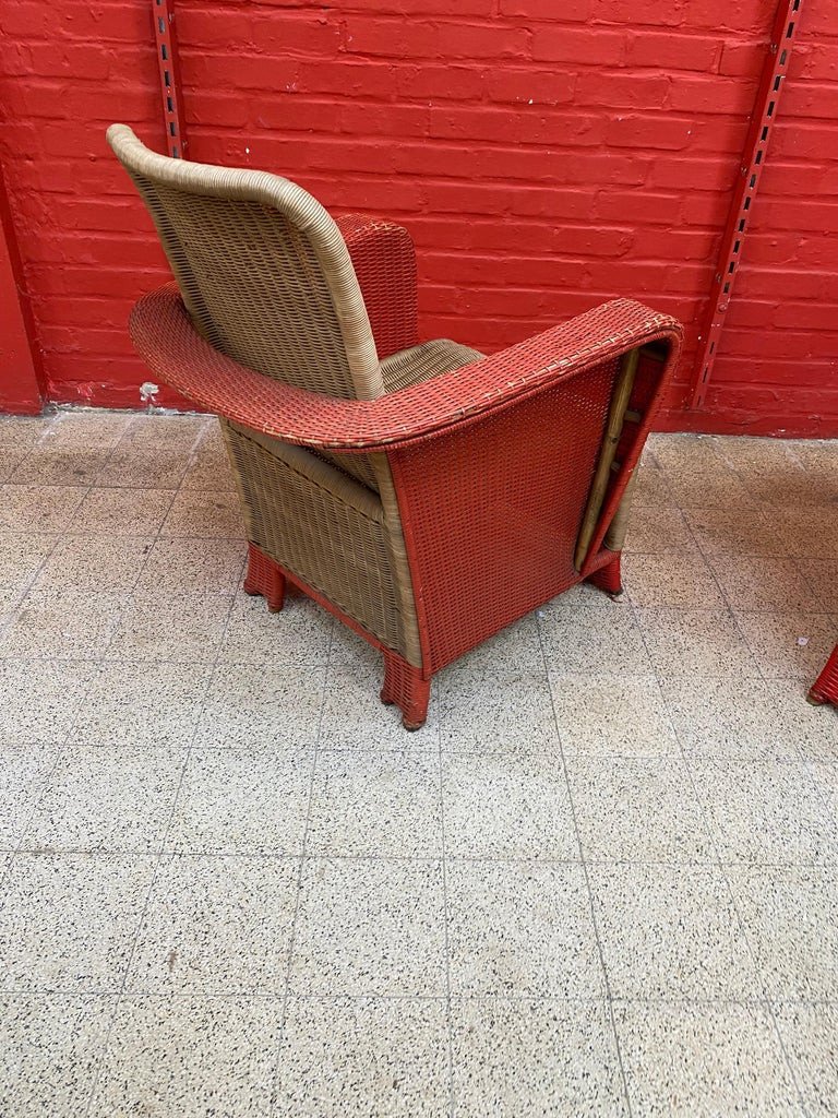 Pair Of Art Deco Rattan Armchairs Circa 1930-photo-3