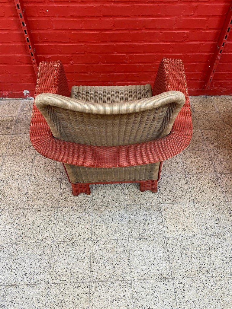 Pair Of Art Deco Rattan Armchairs Circa 1930-photo-4