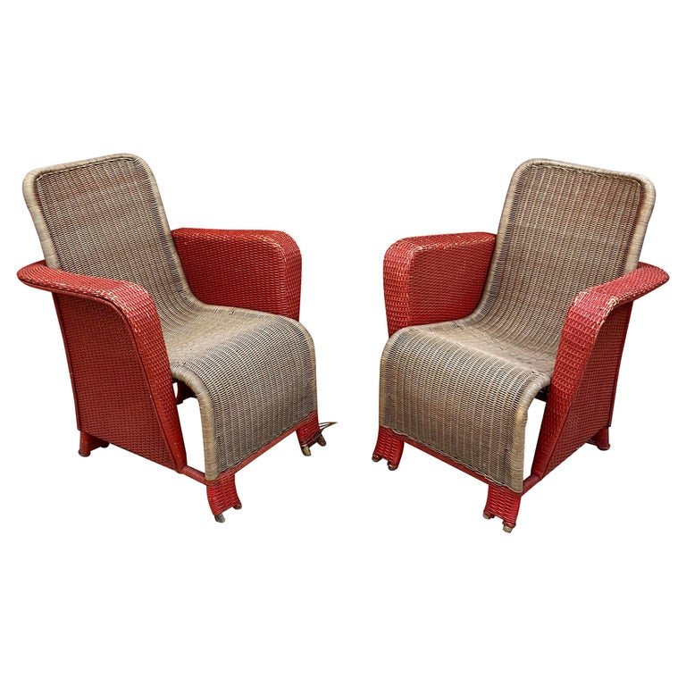 Pair Of Art Deco Rattan Armchairs Circa 1930-photo-1