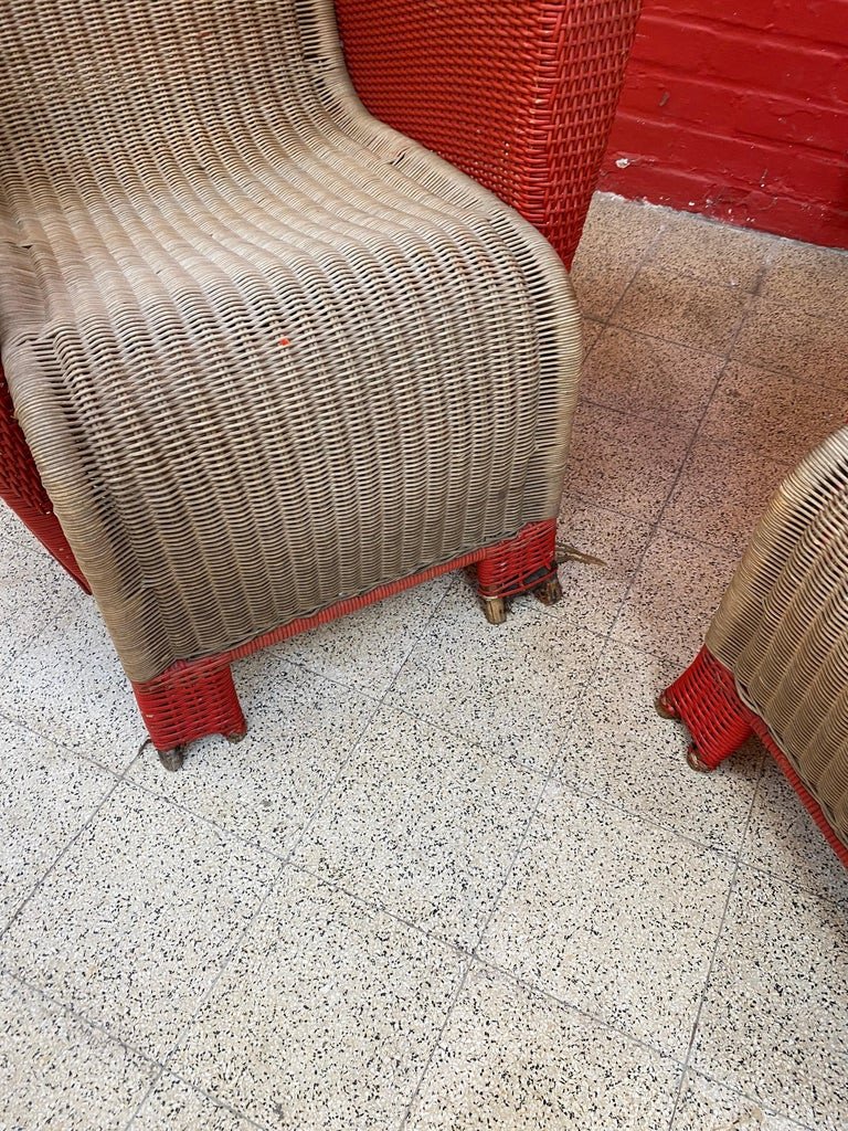 Pair Of Art Deco Rattan Armchairs Circa 1930-photo-3