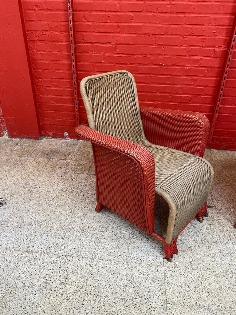 Pair Of Art Deco Rattan Armchairs Circa 1930-photo-4