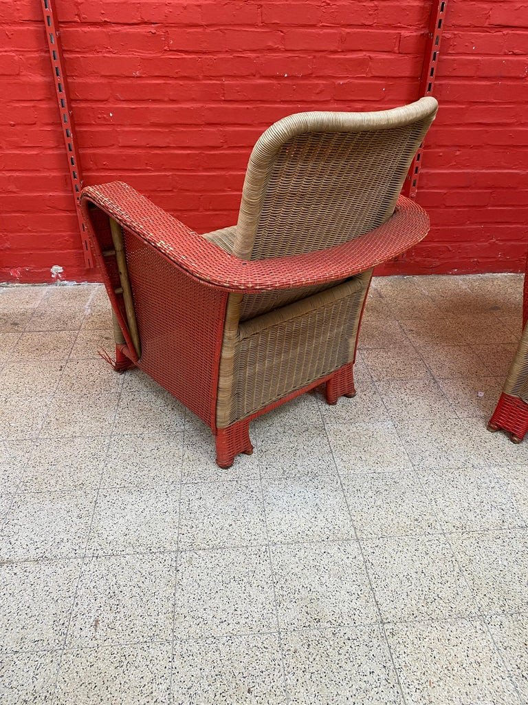 Pair Of Art Deco Rattan Armchairs Circa 1930-photo-6