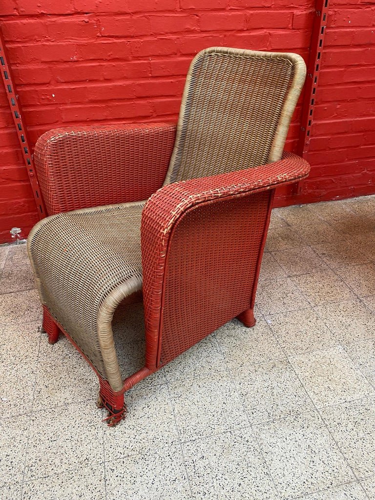 Pair Of Art Deco Rattan Armchairs Circa 1930-photo-7