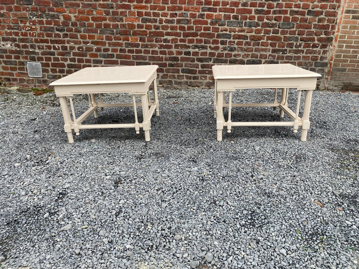 Pair Of Large Neoclassical Style Lacquered Wood Side Tables, Home & Garden, 1970s-photo-3