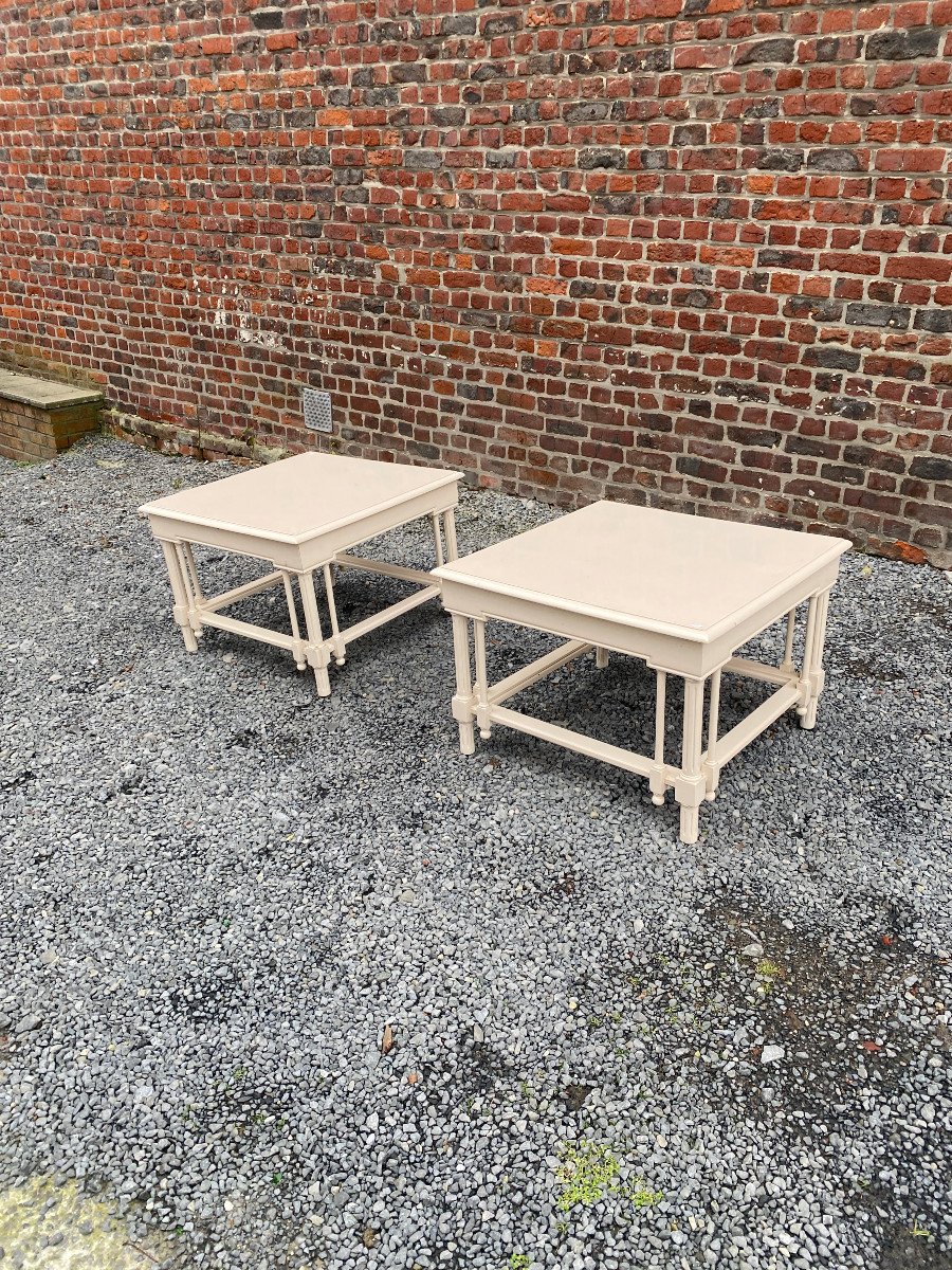 Pair Of Large Neoclassical Style Lacquered Wood Side Tables, Home & Garden, 1970s-photo-4