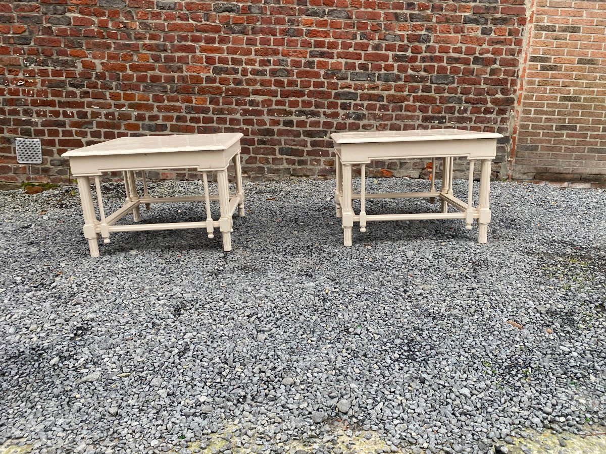 Pair Of Large Neoclassical Style Lacquered Wood Side Tables, Home & Garden, 1970s-photo-7