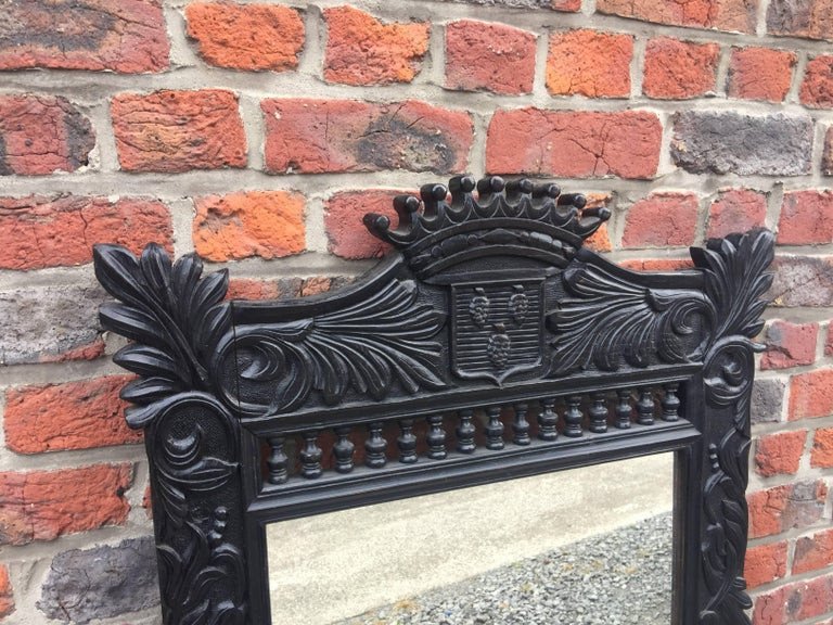 Breton Style Oak Mirror, Coat Of Arms, 19th Century-photo-2