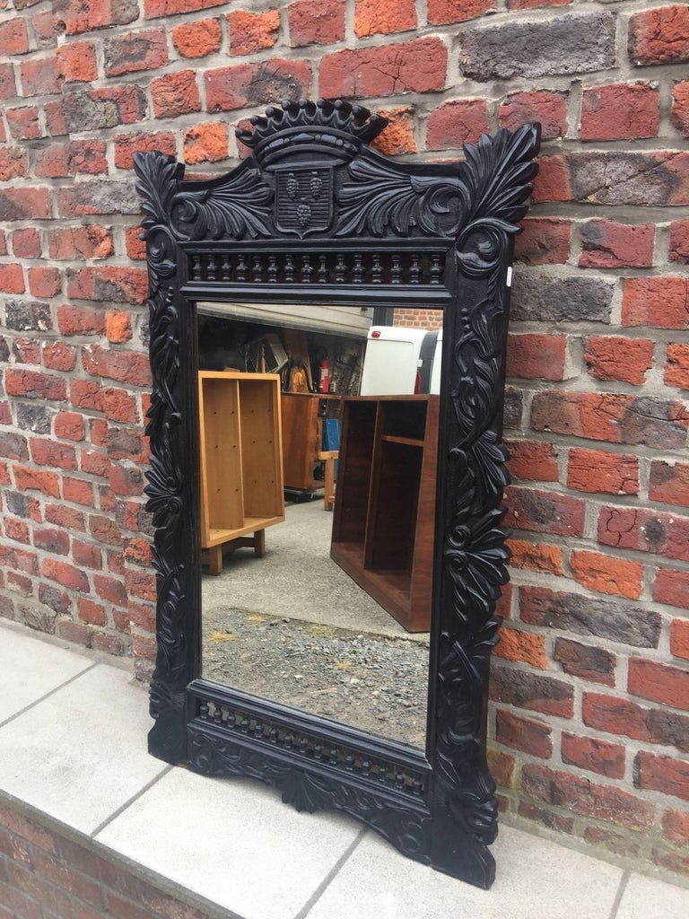 Breton Style Oak Mirror, Coat Of Arms, 19th Century-photo-3