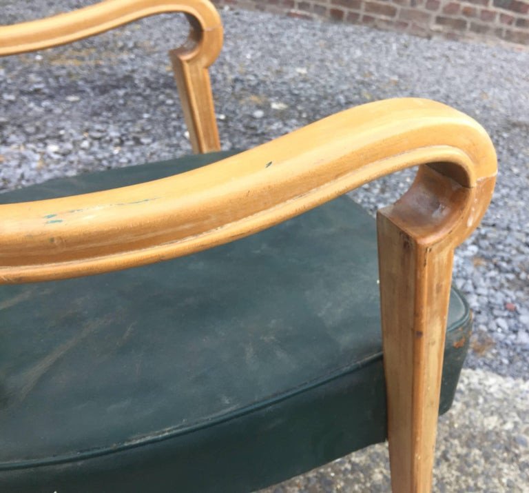 Maxime Old (in Le Gout De) Art Deco Armchair In Light Wood And Leather Circa 1940/1950-photo-4