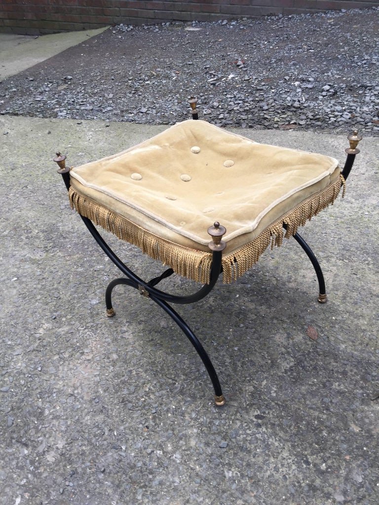 Curule Stool In Lacquered Metal Circa 1950/1960-photo-2