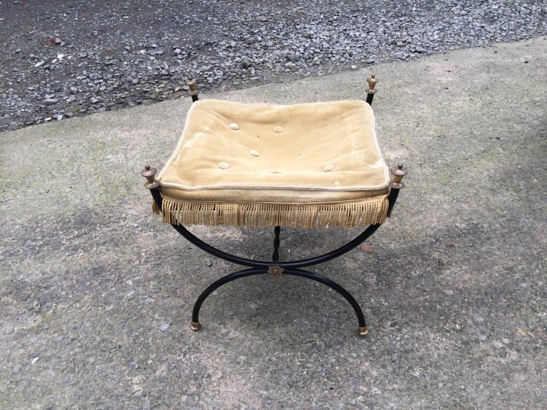 Curule Stool In Lacquered Metal Circa 1950/1960-photo-3