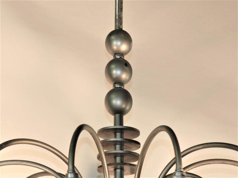 Large Art Deco Modreniste Chandelier Circa 1930/1950-photo-3