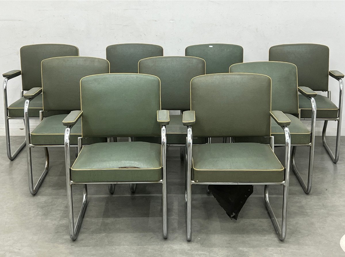 Set Of 9 Art Deco Armchairs Circa 1930/1950