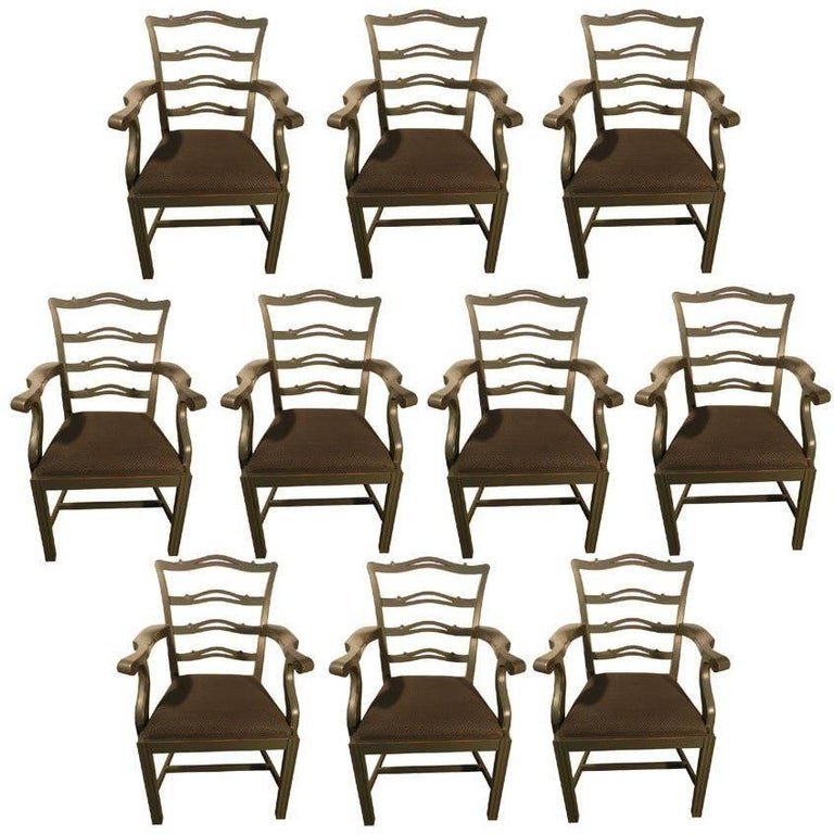 Set Of 10 Scandinavian Or Scandinavian-inspired Lacquered Armchairs Circa 1970