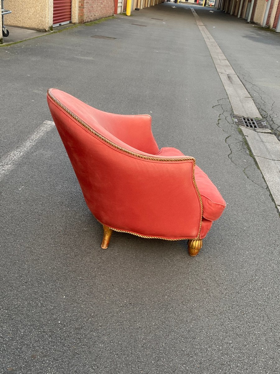 3 Art Deco Gilded Wood Armchairs Circa 1920/1930-photo-3