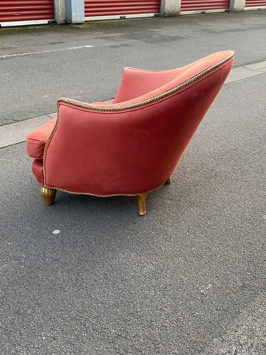 3 Art Deco Gilded Wood Armchairs Circa 1920/1930-photo-1