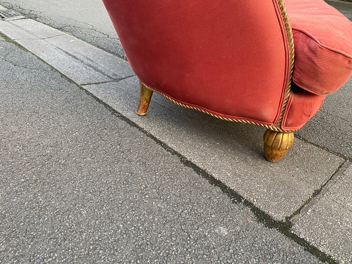 3 Art Deco Gilded Wood Armchairs Circa 1920/1930-photo-2