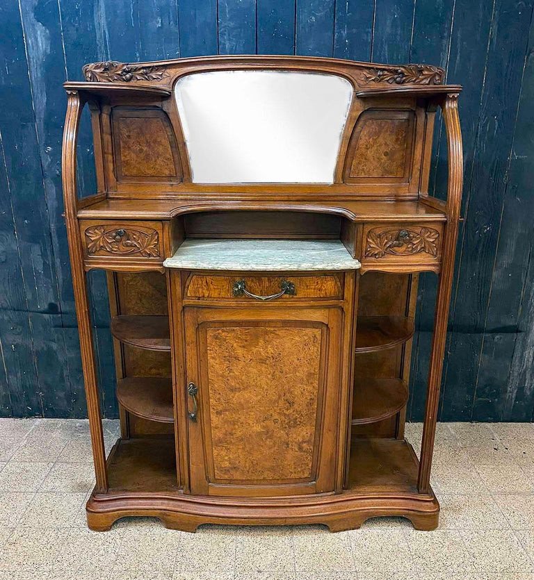 Gauthier-poinsignon & Cie , Buffet/desserte  Art Nouveau En Acajou Et Loupe d'Orme Circa 1900-photo-2