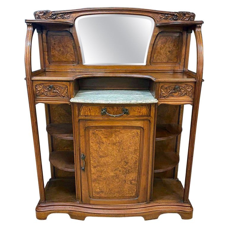 Gauthier-poinsignon & Cie , Buffet/desserte  Art Nouveau En Acajou Et Loupe d'Orme Circa 1900