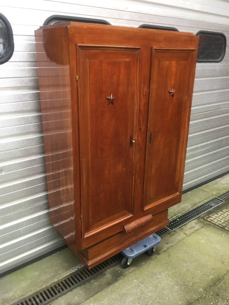 Petite Armoire Art Deco En Bois Fruitier Circa 1930/1950-photo-1