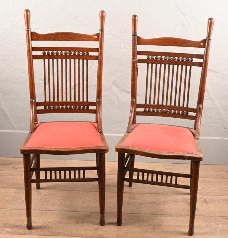 Pair Of Large Oak Chairs, Thonet Type, Austria, 19th Century -photo-1