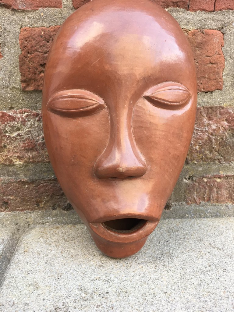 Antonio Lampecco,masque En Terre Cuite émaillée , Circa 1960 