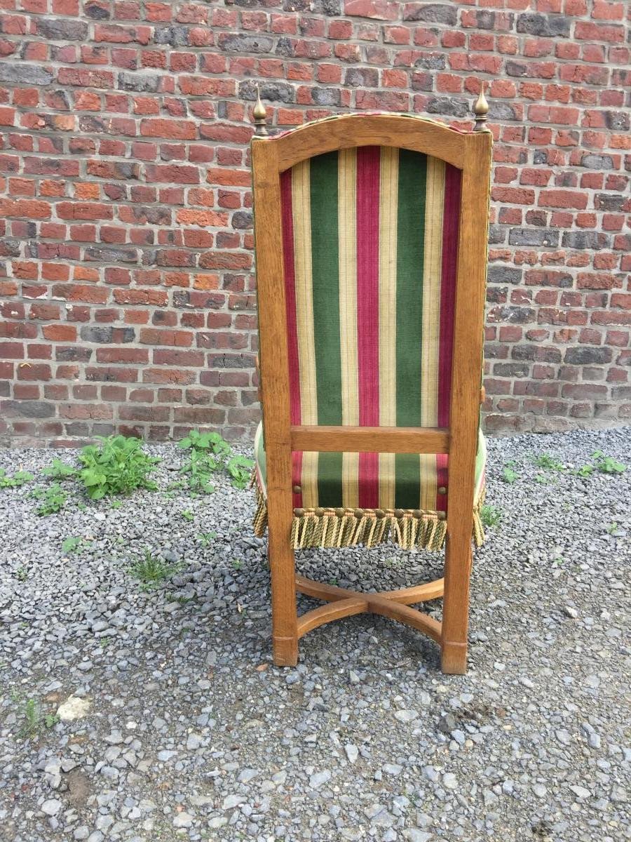 Set Of 8 Brutalist Or Neo-rustic Oak Seats Circa 1950 -photo-4