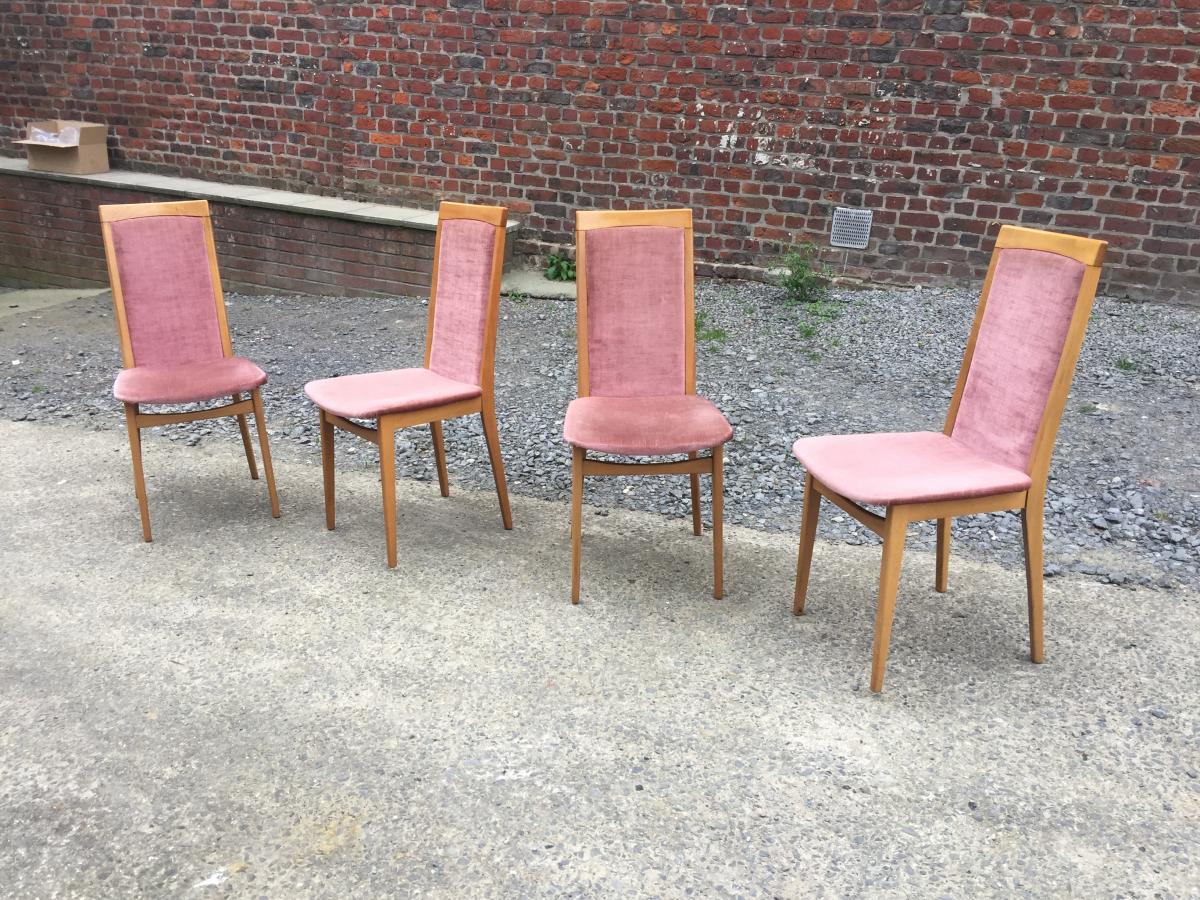 4 Chaises Vintage Circa 1960, Tres Bon état-photo-3