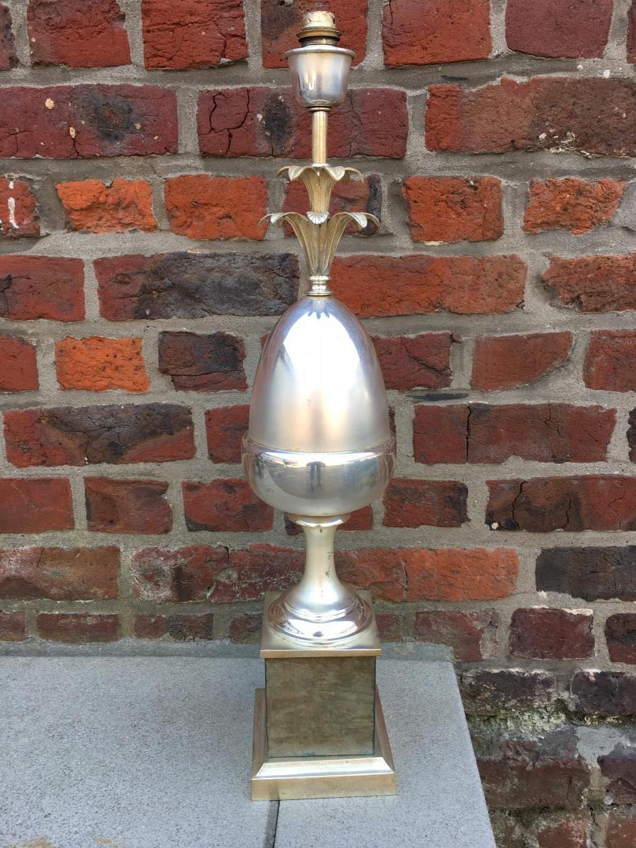 Silver Metal Lamp, Charles House Style, Circa 1970-photo-4