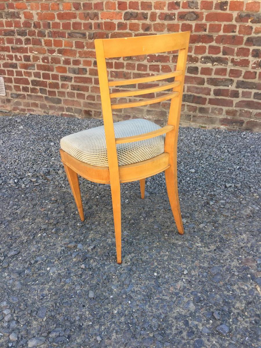 4 Elegant Art Deco Chairs, Circa 1940 (table Available)-photo-2