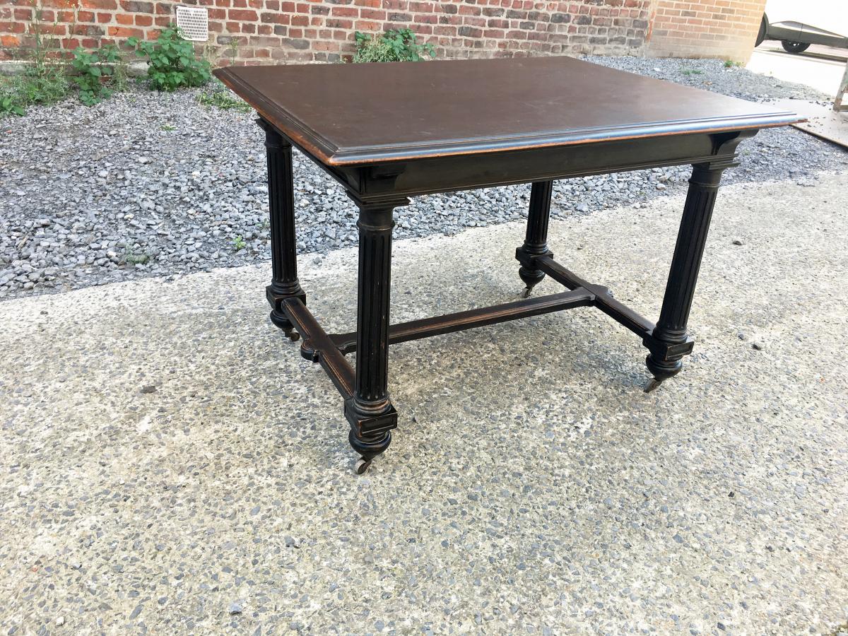 Elegant Blackened Walnut Table, Napoleon III Period-photo-1