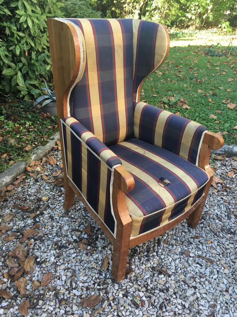 Old Large Armchairs With Walnut Ears, Can Be A Scandinavian Work-photo-1
