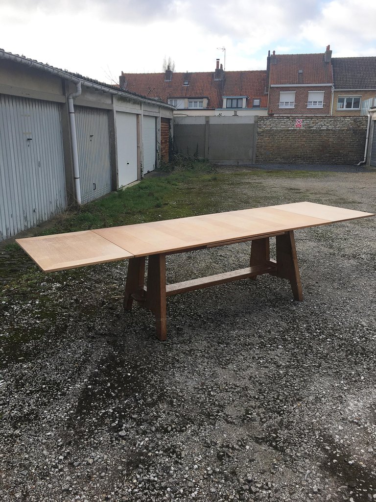 Large Table Art Deco In Oak, Circa 1940-photo-4