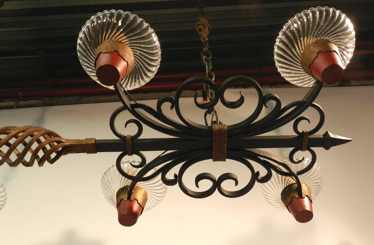 Michel Zadounaisky, Very Large Chandelier Art Deco Neo Rustic, Around 1930-photo-3