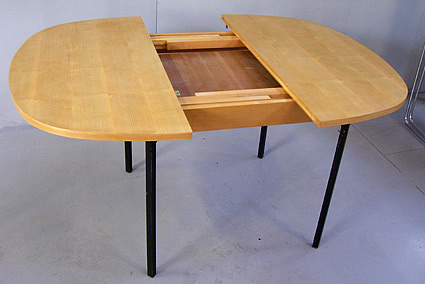 Vintage Table, Light Oak And Lacquered Metal Circa 1950-photo-3