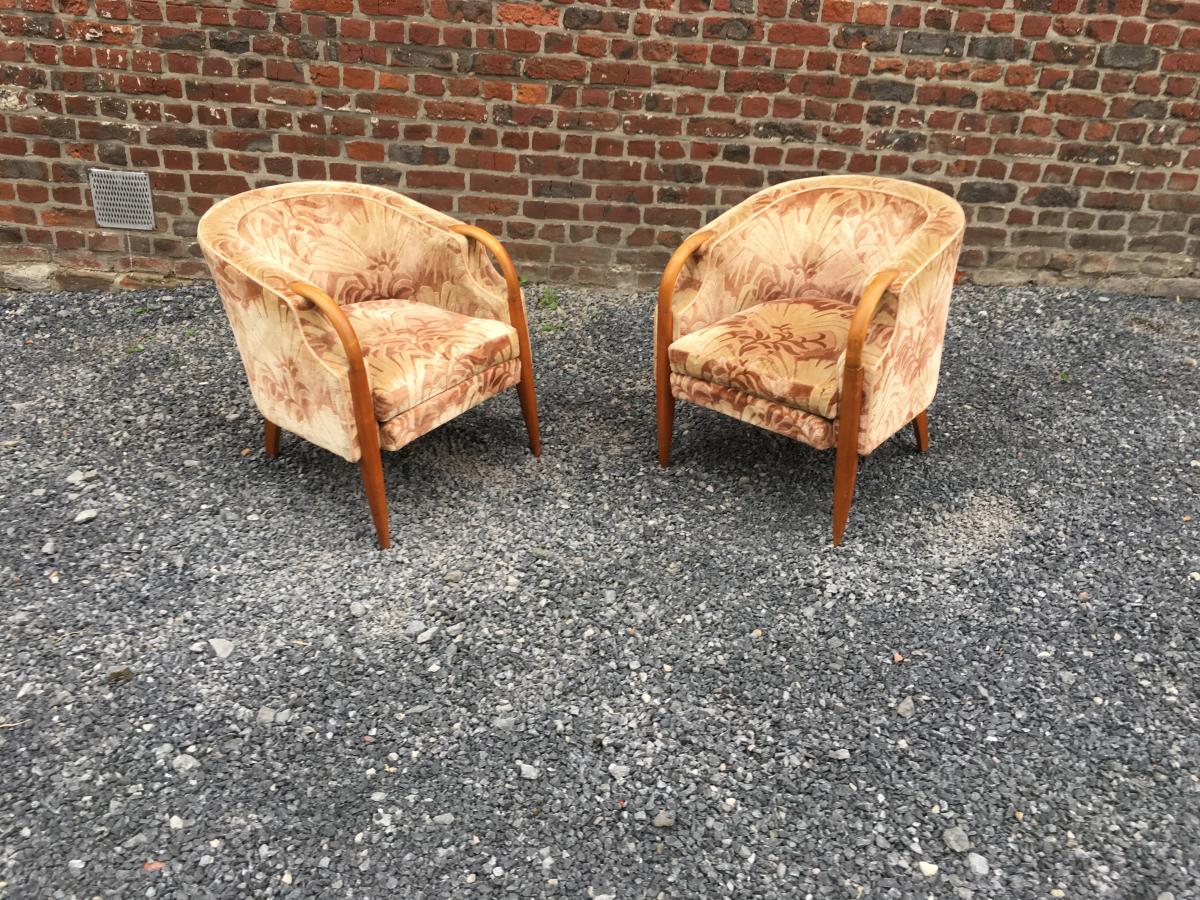 Pair Of Armchairs Period Art Deco Circa 1930-photo-2