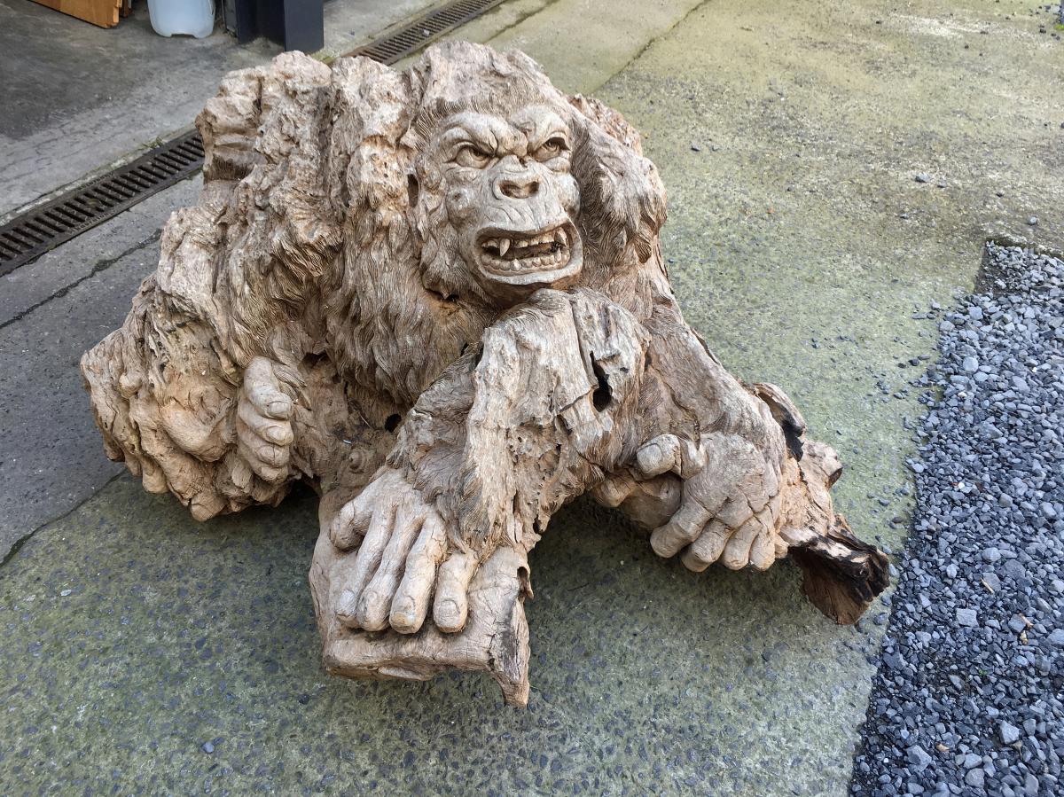 Great Root Carved In A Hardwood Circa 1950-photo-3