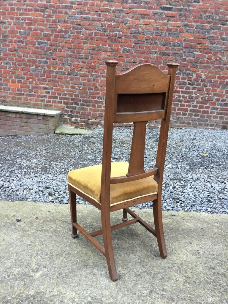 Six High Back Mahogany Chairs Art Nouveau Circa 1900-photo-7