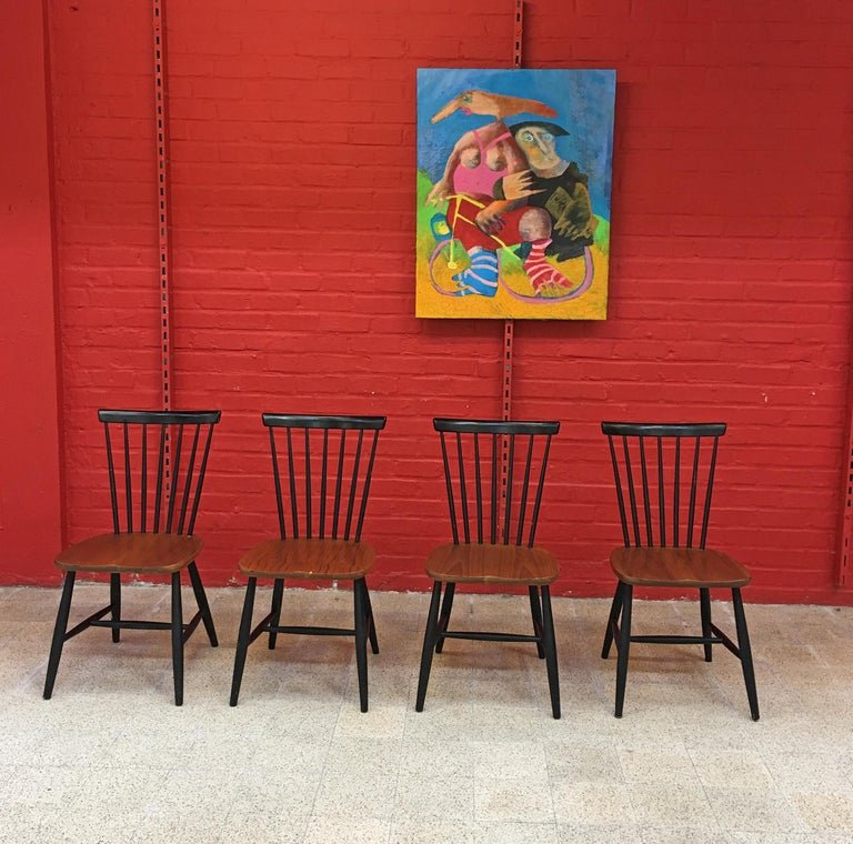 Scandinavian Set With 1 Gateleg Table And 4 Chairs Circa 1950/1960-photo-2