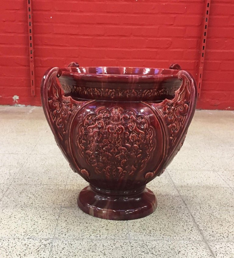 Jerome Massier, Very Large Cache Pot Orientalist, Art Nouveau, Vallauris End XIX-photo-3