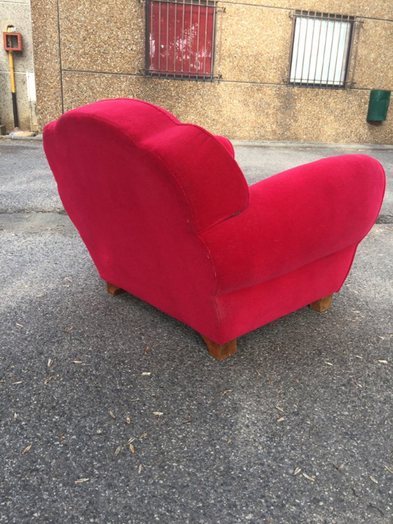 Art Deco Velvet Lounge Including 1 Bench And 4 Armchairs Circa 1940/1950-photo-1