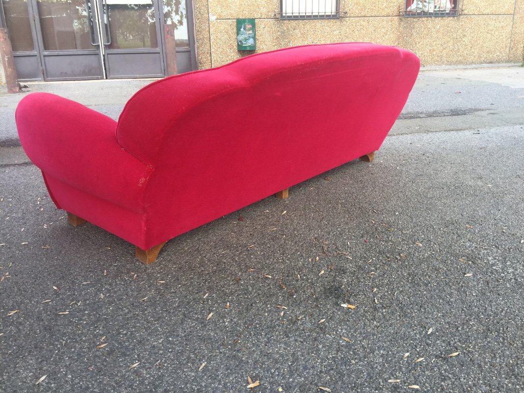 Art Deco Velvet Lounge Including 1 Bench And 4 Armchairs Circa 1940/1950-photo-5