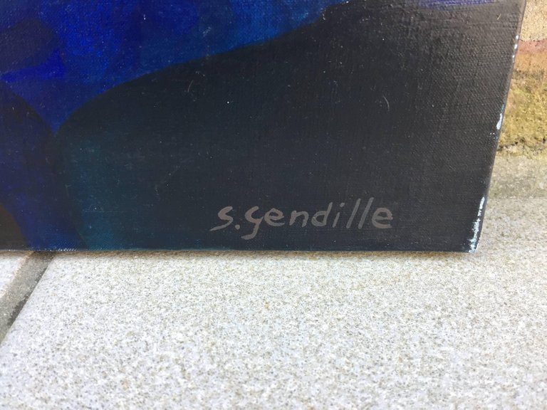 Simone Gendille, "blue Sunset", Acrylic, Sign,-photo-3