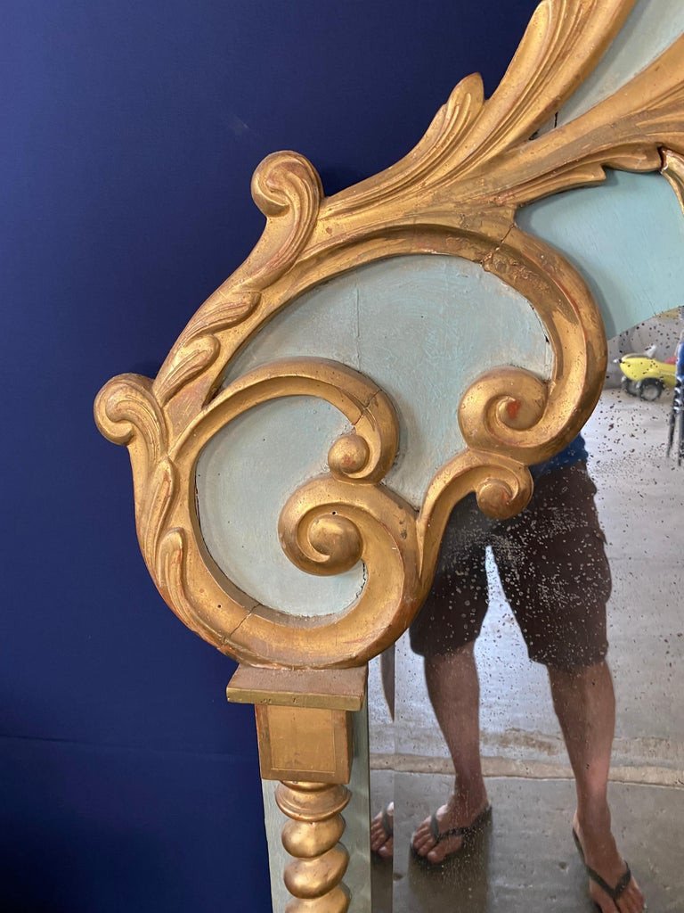 Original Large Baroque Mirror In Lacquered And Gilded Wood Early Twentieth-photo-3