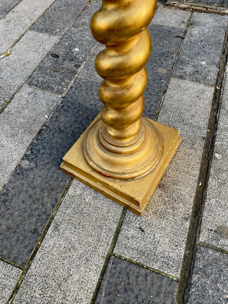 Column In Golden Wood, Napoleon III Style, Circa 1930-photo-2