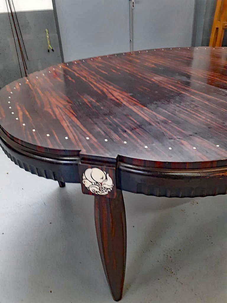 Exceptional Art Deco Table In Macassar Ebony, And Ivory Circa 1925-photo-7