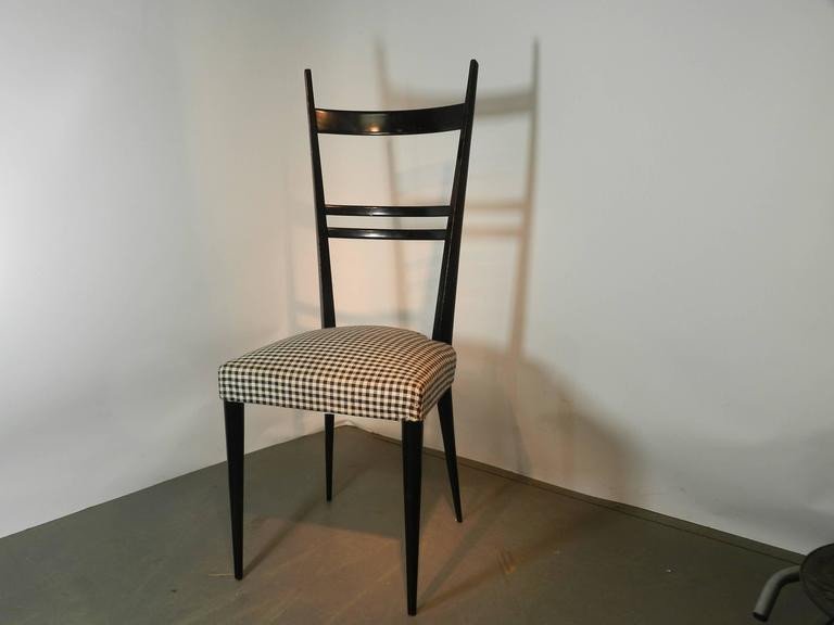 Travail Francais Suite Of 6 Chairs With High Backs, Ponti Style, Roset Edition 1959-photo-3