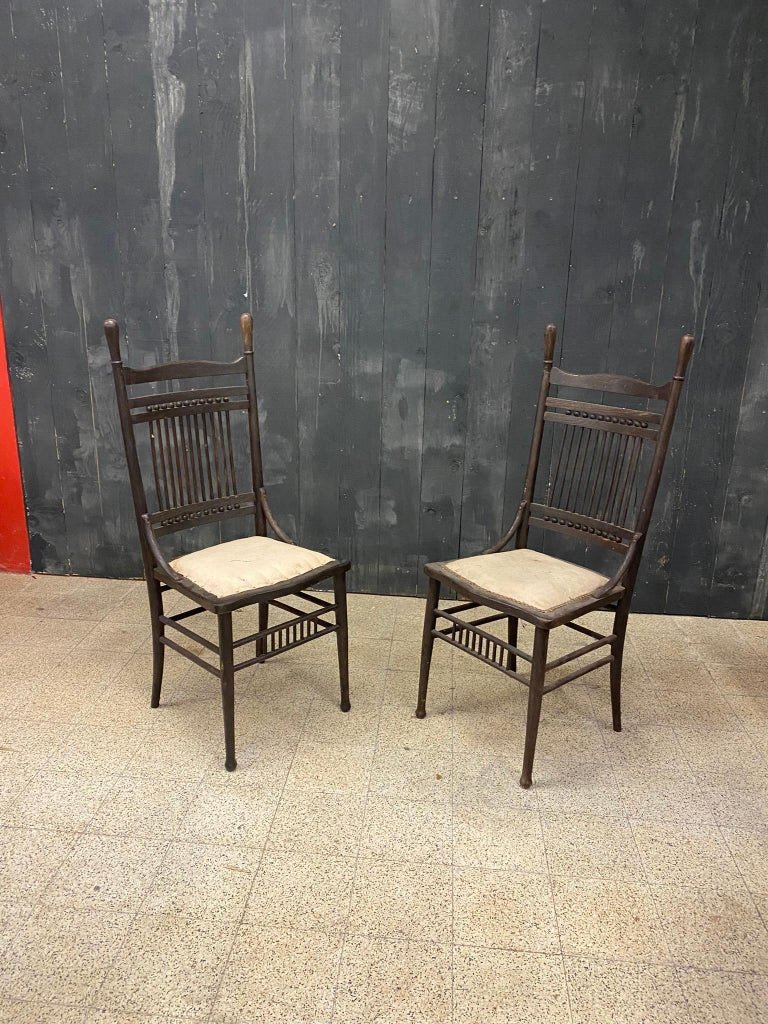 4 Original Oak Chairs Circa 1900-photo-2