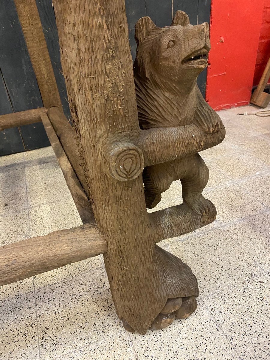 Carved Wooden Bunk Beds With Bear Decor In The Black Forest Style-photo-3