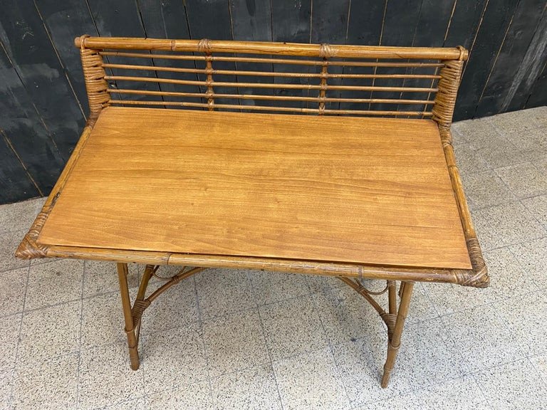 Petit Bureau, Ou Desserte En Bambou Dans Le Style De louis Sognot, Circa 1950/1960-photo-2